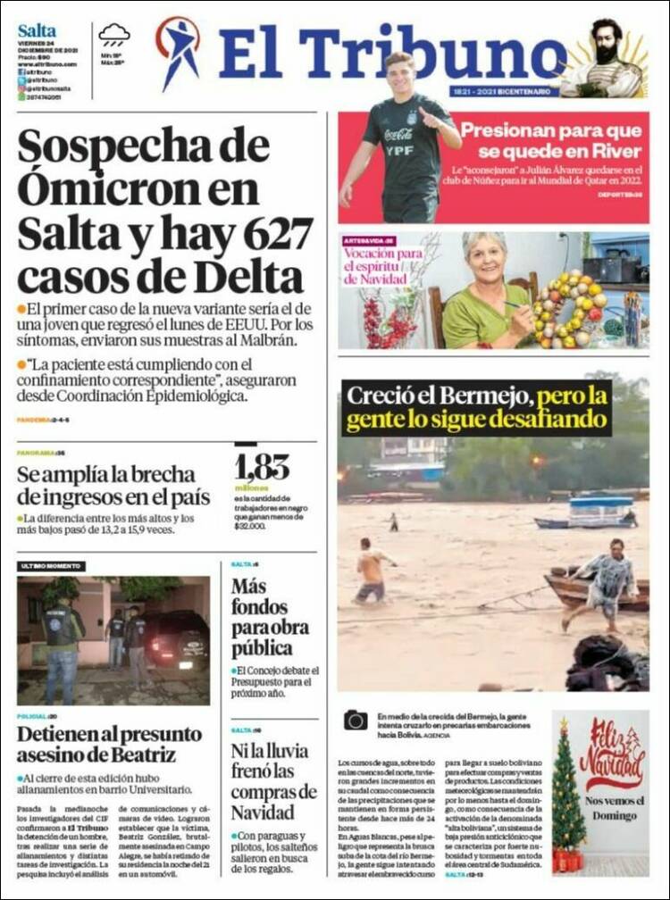 Portada de El Tribuno - Salta (Argentina)
