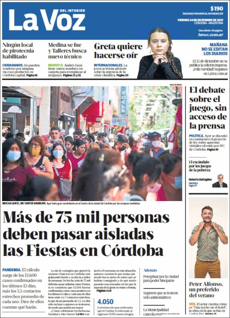 Portada de La Voz del Interior (Argentina)