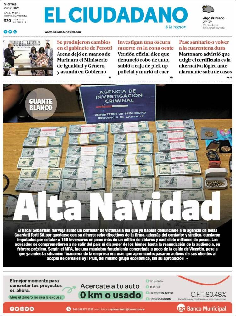 Portada de Diario El Ciudadano (Argentina)