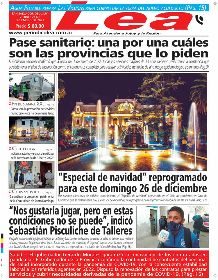 Portada de Periódico Lea (Argentina)