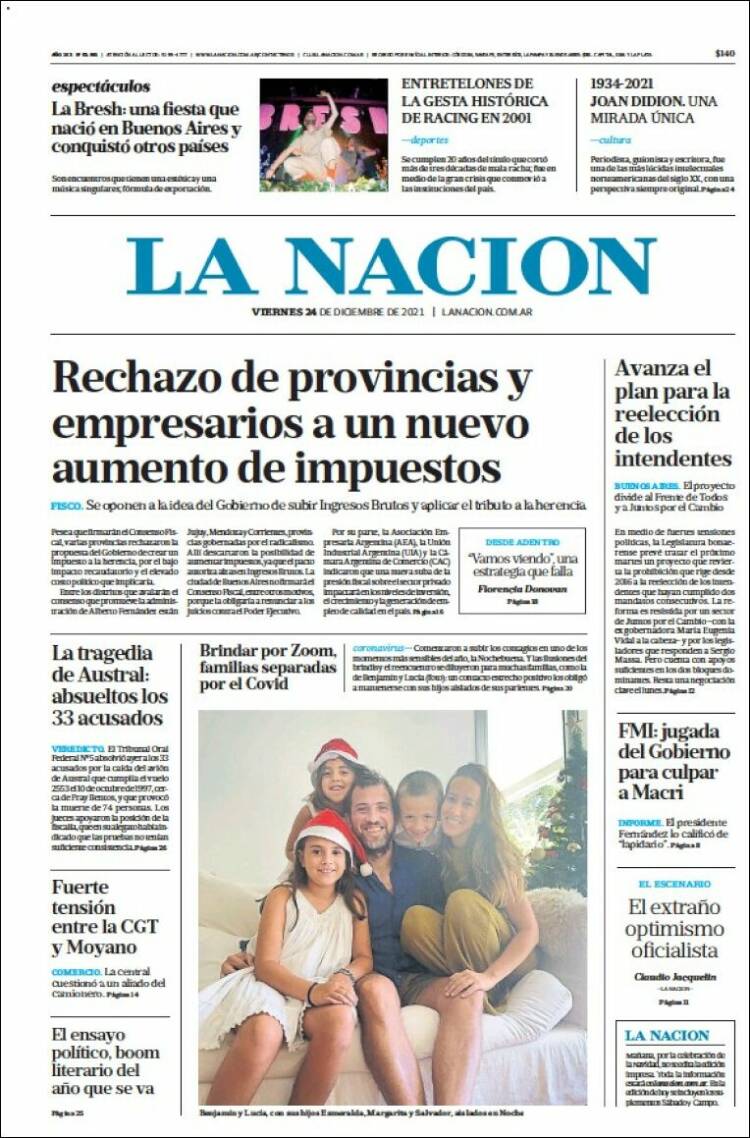 Portada de La Nación (Argentina)
