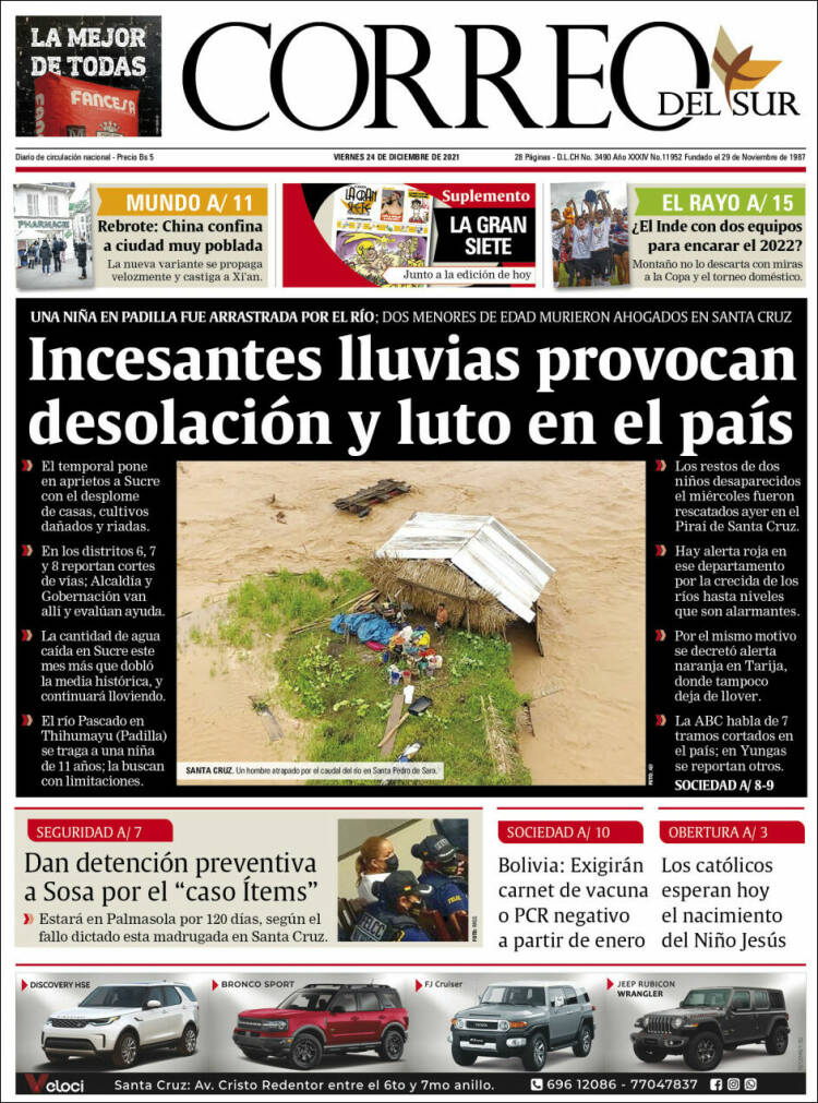 Portada de Correo Sur (Bolivia)
