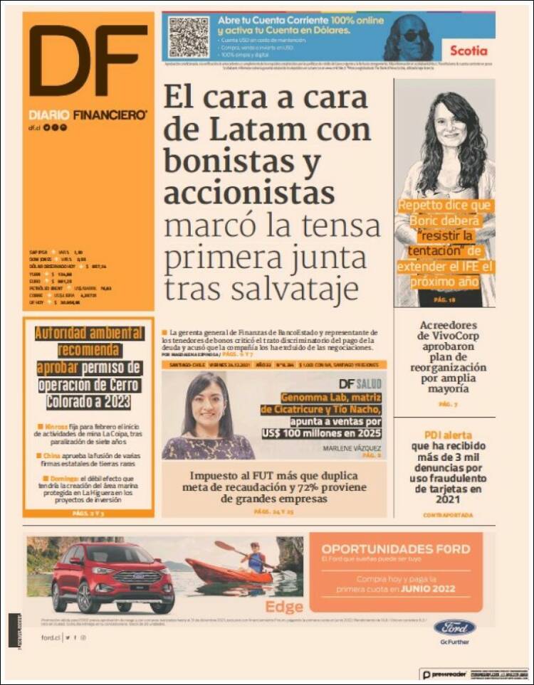 Portada de Diario Financiero (Chile)