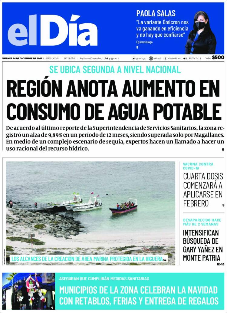 Portada de El Día (Chile)