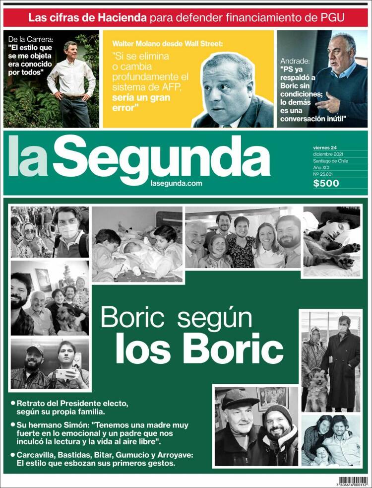 Portada de La Segunda (Chile)