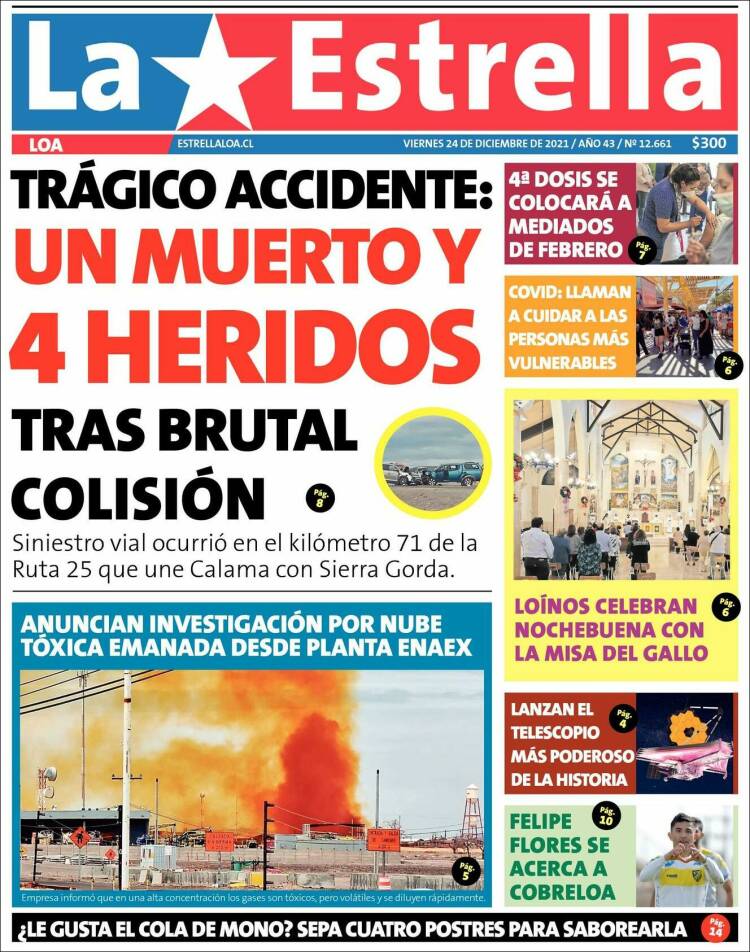 Portada de La Estrella de Loa (Chile)