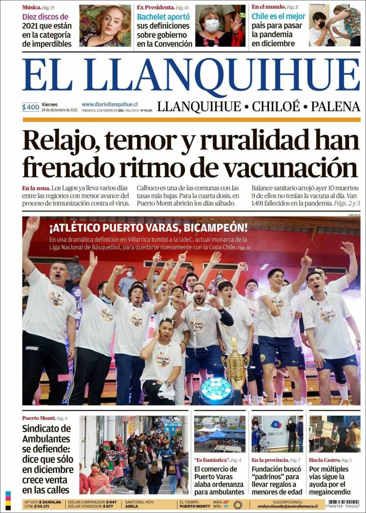 Portada de El Llanquihue (Chile)