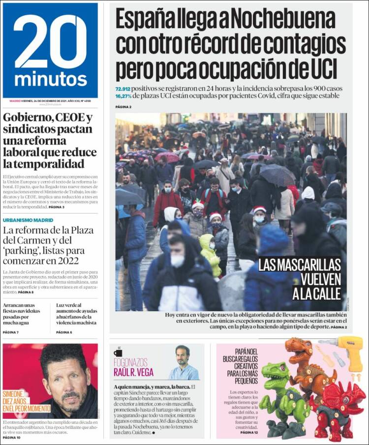 Portada de 20 Minutos - Madrid (Espa&ntilde;a)