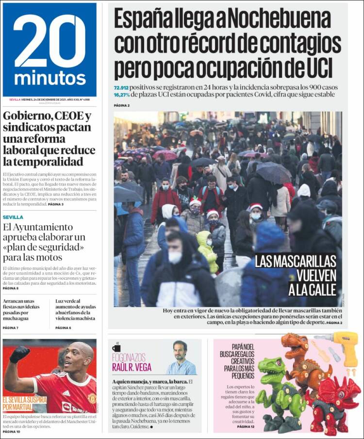 Portada de 20 Minutos - Sevilla (Espa&ntilde;a)