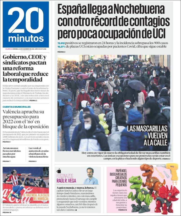 Portada de 20 Minutos - Valencia (Espa&ntilde;a)