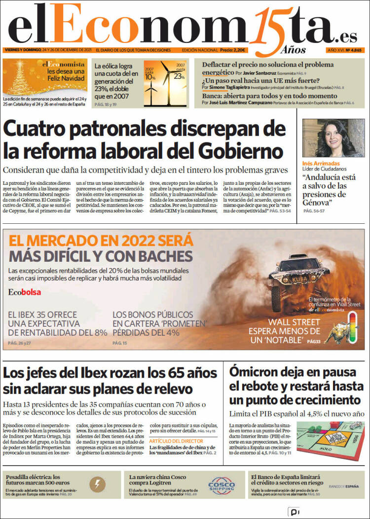 Portada de El Economista (Espa&ntilde;a)