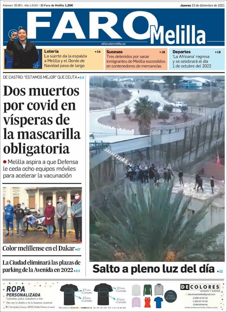Portada de El Faro de Melilla (Espa&ntilde;a)