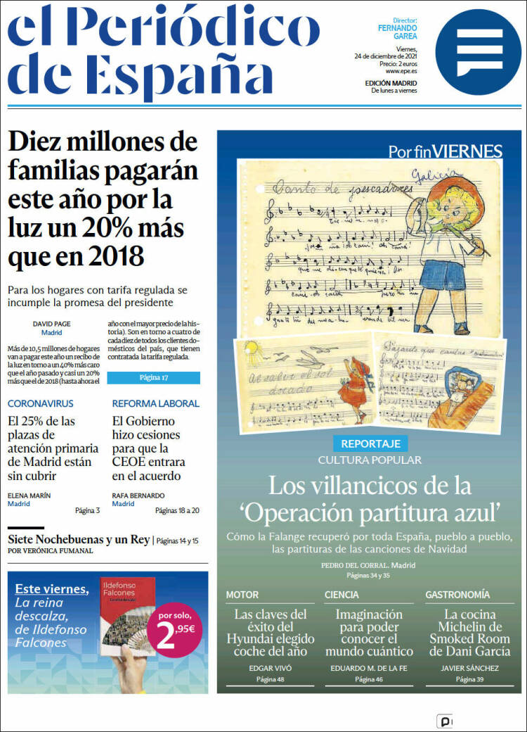 Portada de El Periódico de España (Espa&ntilde;a)