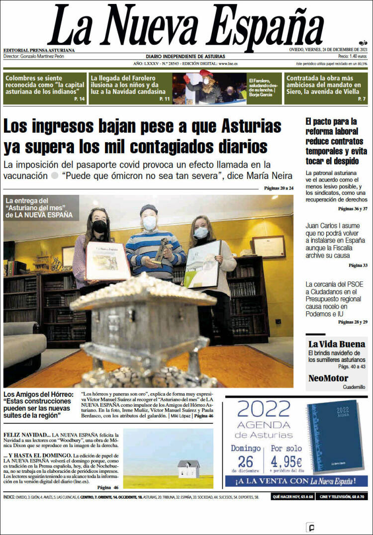 Portada de La Nueva España (Espa&ntilde;a)