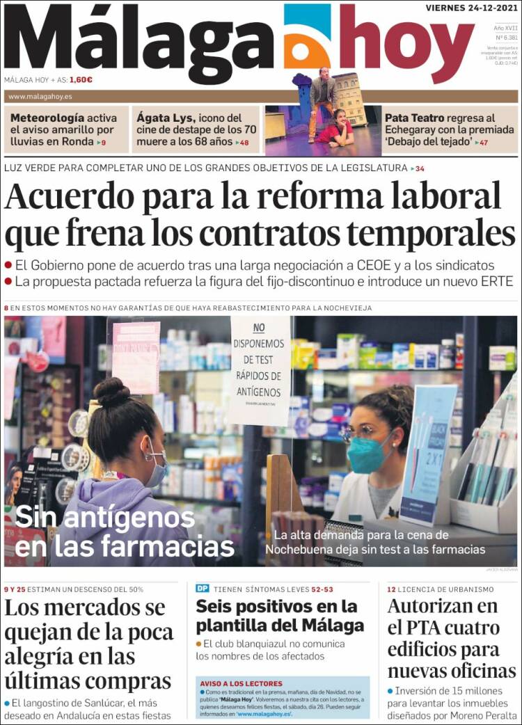 Portada de Málaga Hoy (Espa&ntilde;a)