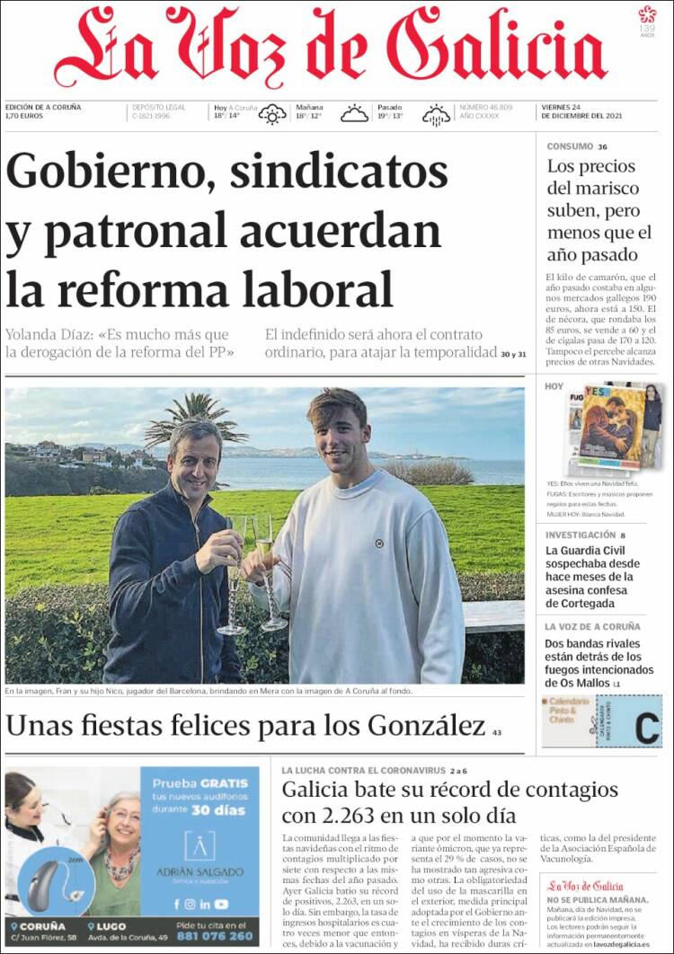 Portada de La Voz de Galicia (Espa&ntilde;a)