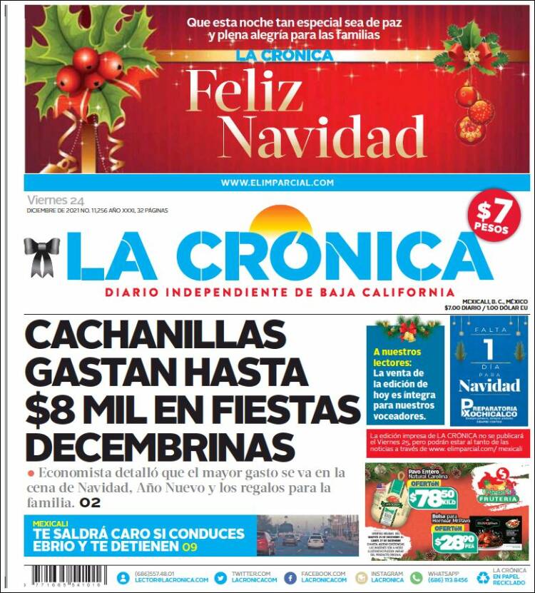 Portada de La Crónica de Baja California (M&eacute;xico)