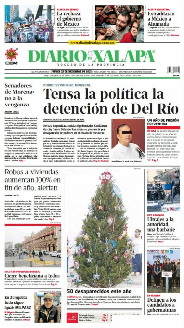 Portada de Diario de Xalapa (M&eacute;xico)