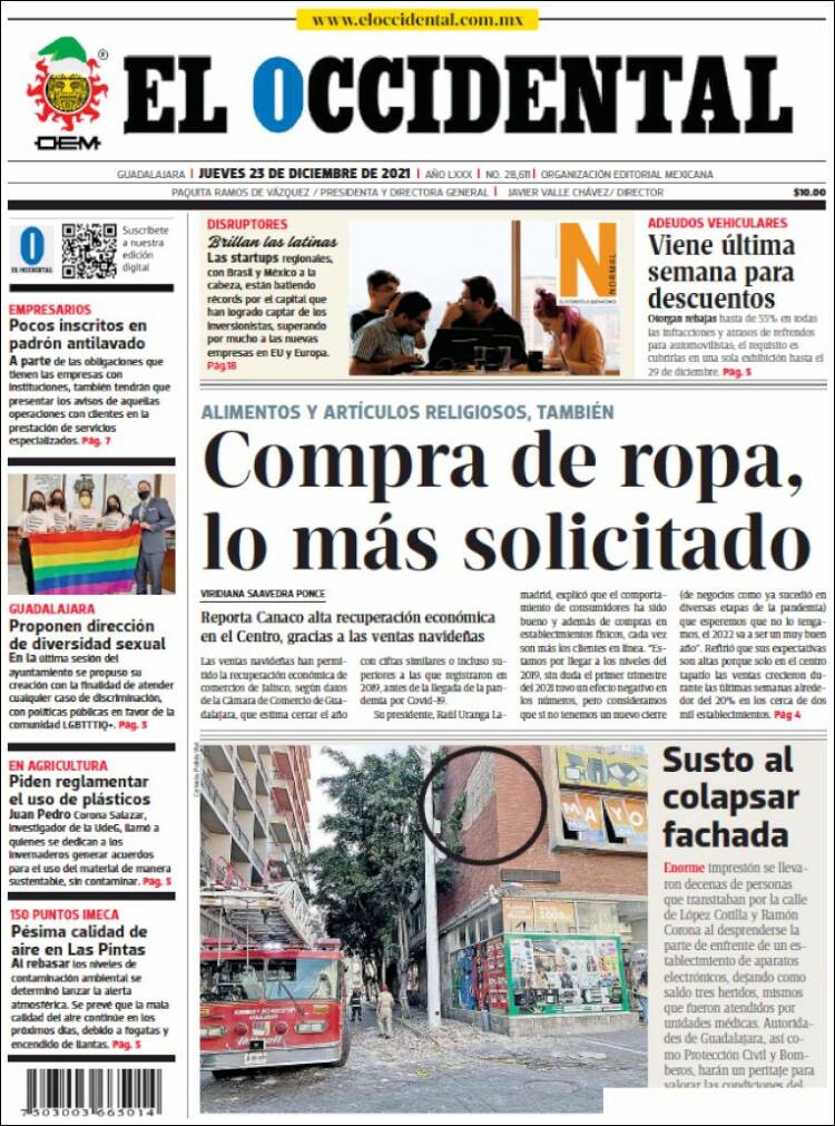 Portada de El Occidental (M&eacute;xico)