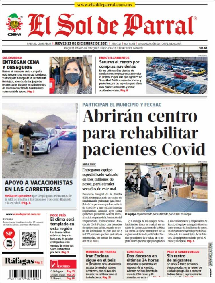 Portada de El Sol de Parral (M&eacute;xico)