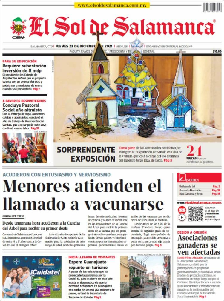 Portada de El Sol de Salamanca (M&eacute;xico)