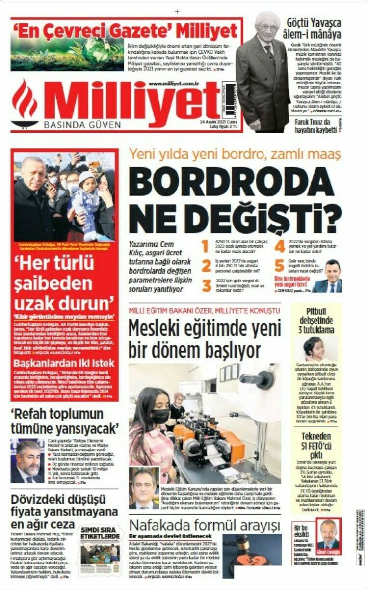 Portada de Milliyet (Turqu&iacute;a)