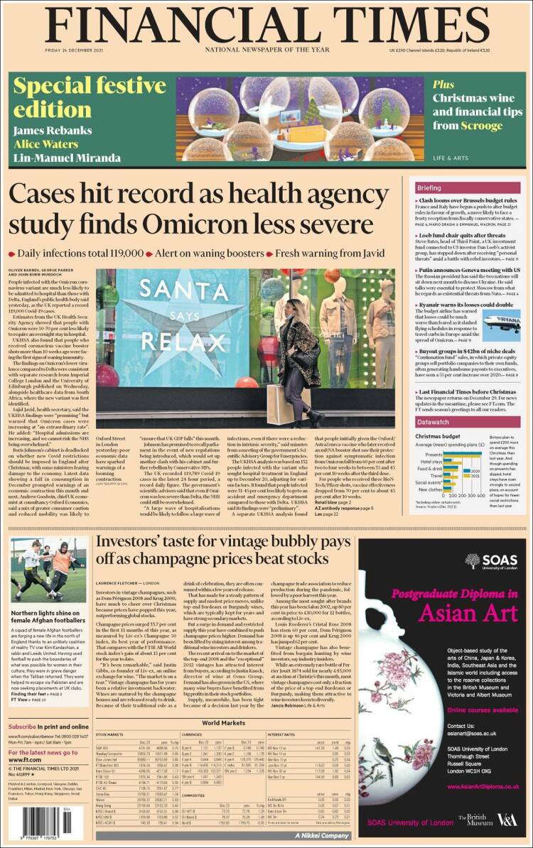 Portada de Financial Times (Reino Unido)