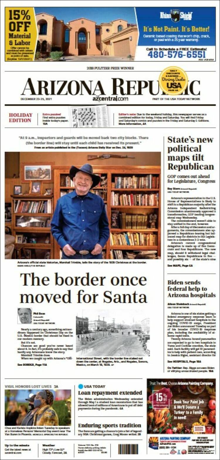 Portada de Arizona Republic News (USA)