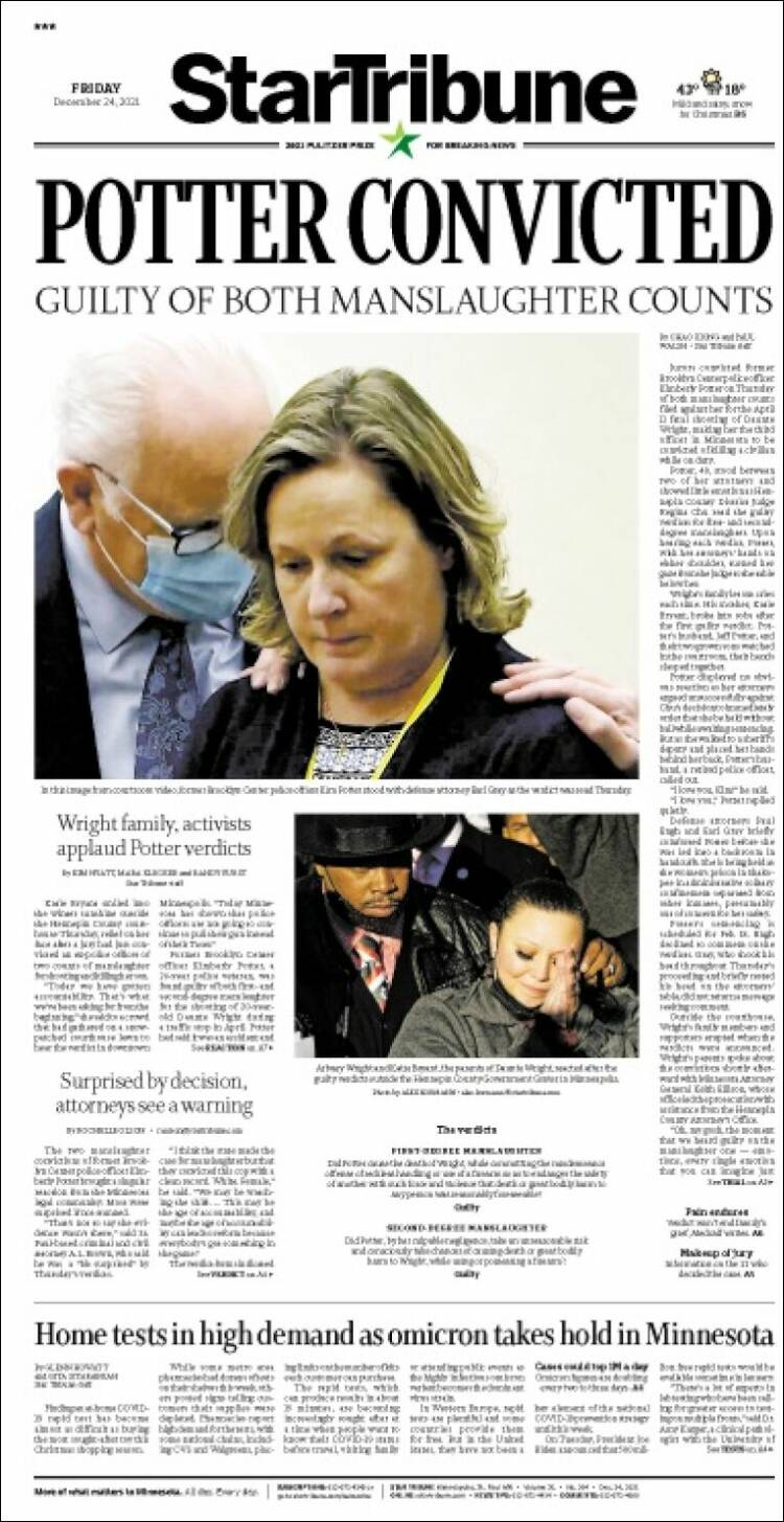 Portada de Star Tribune (USA)