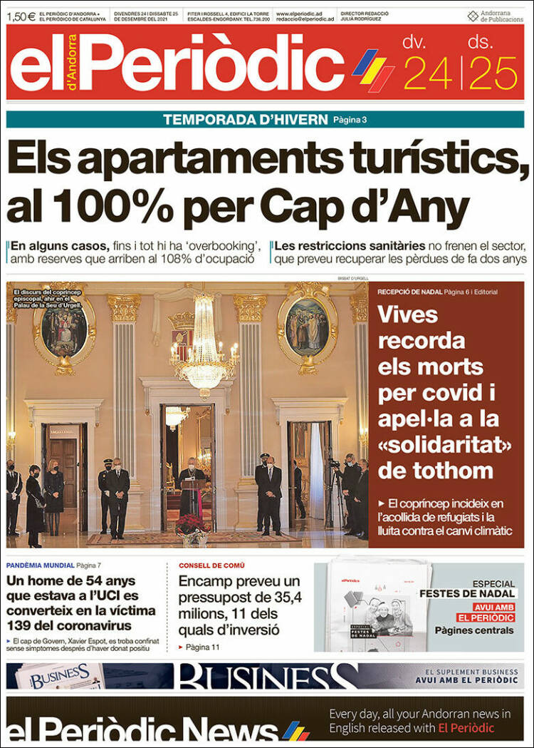 Portada de El Periòdic d'Andorra (Andorra)