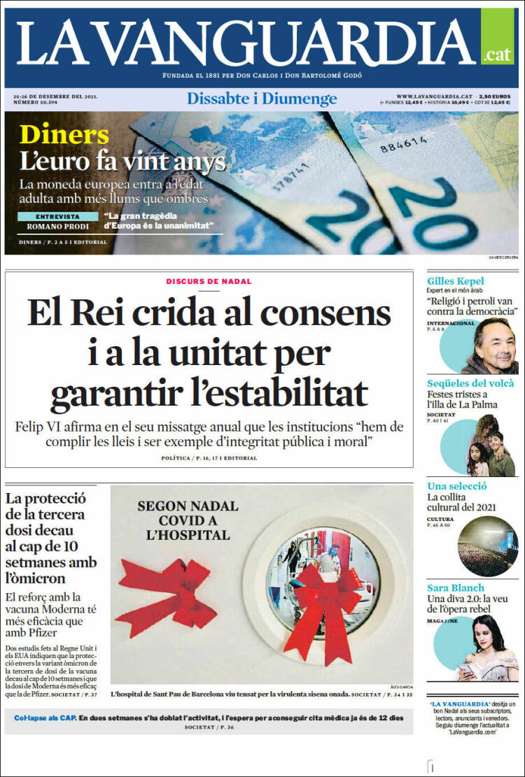 Portada de La Vanguardia (España)