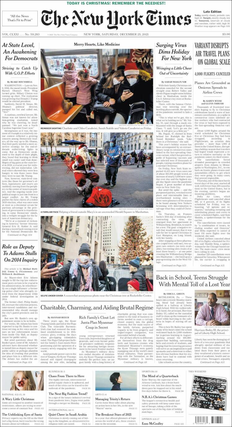 Portada de New York Times (USA)