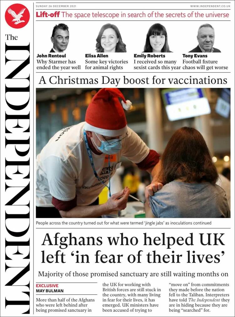 Portada de The Independent (Royaume-Uni)