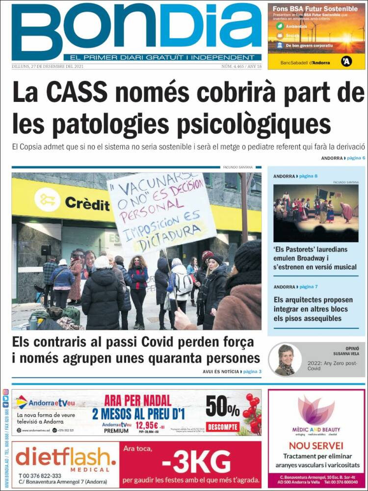 Portada de Diari Bondia (Andorra)
