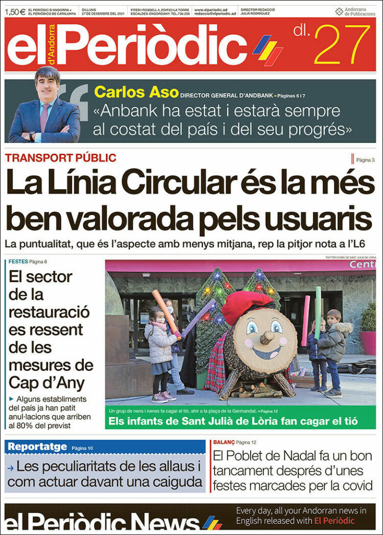 Portada de El Periòdic d'Andorra (Andorra)