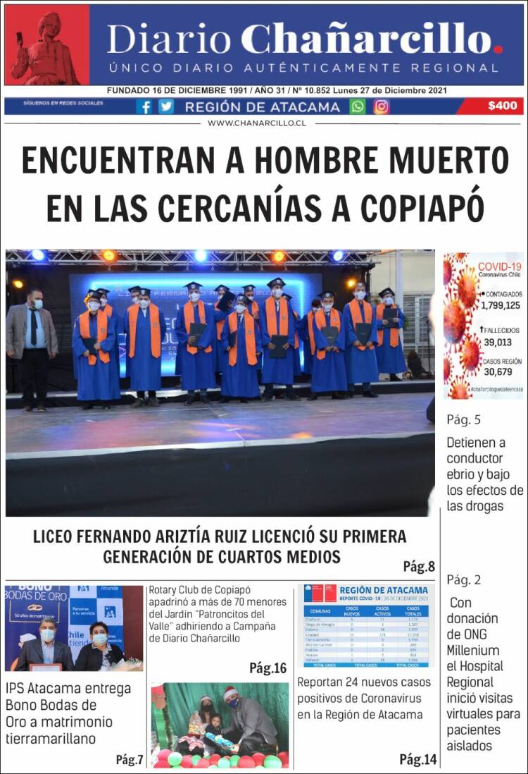 Portada de Diario Chañarcillo (Chile)