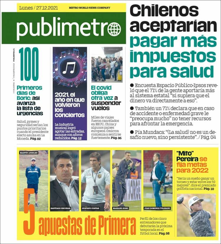 Portada de Publimetro (Chile)