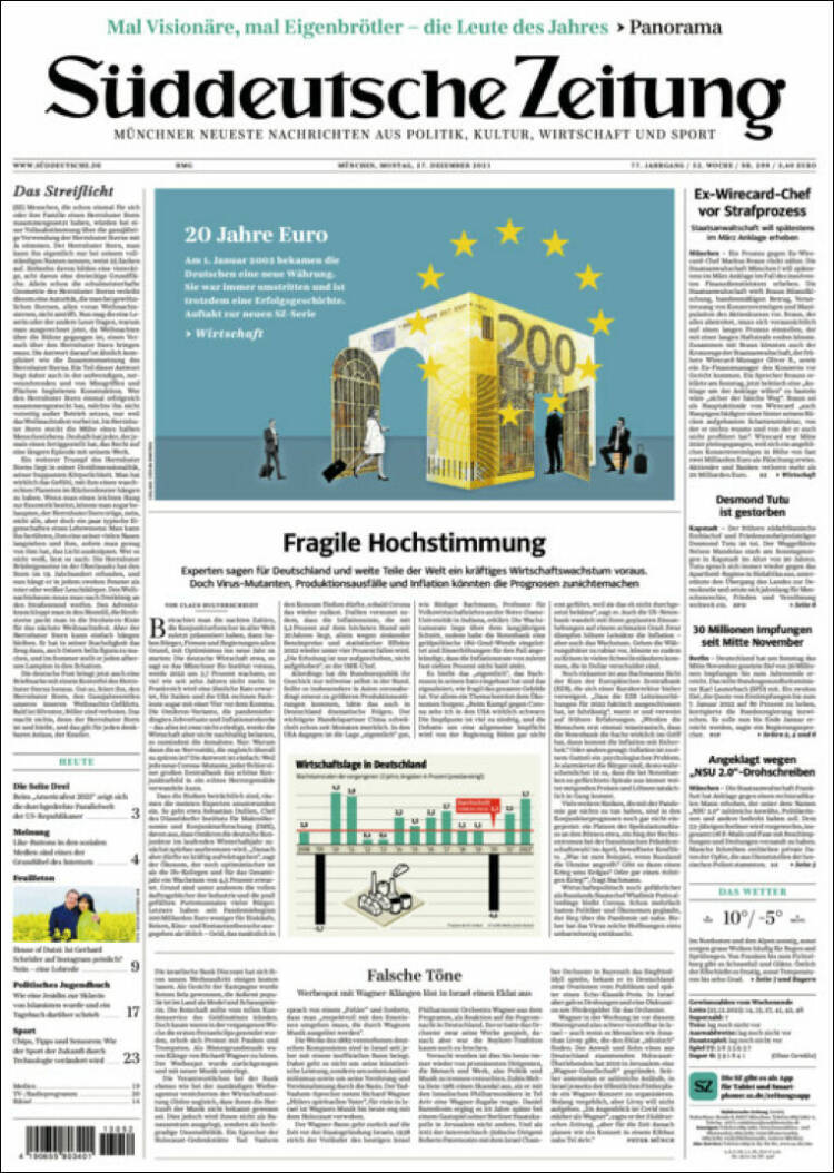 Portada de Sueddeutsche (Alemania)