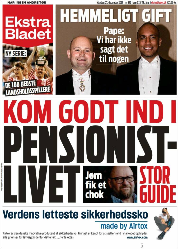 Portada de Ekstra Bladet (Dinamarca)