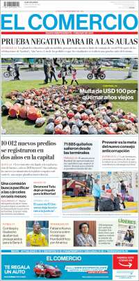 Portada de El Comercio (Ecuador)