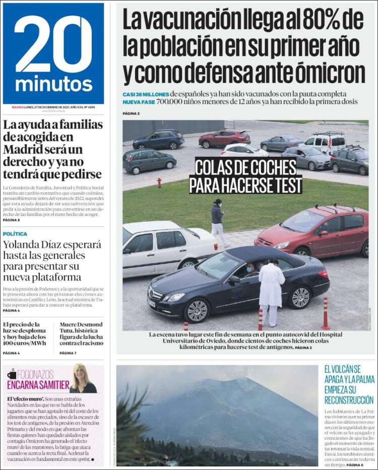 Portada de 20 Minutos - Madrid (Espa&ntilde;a)