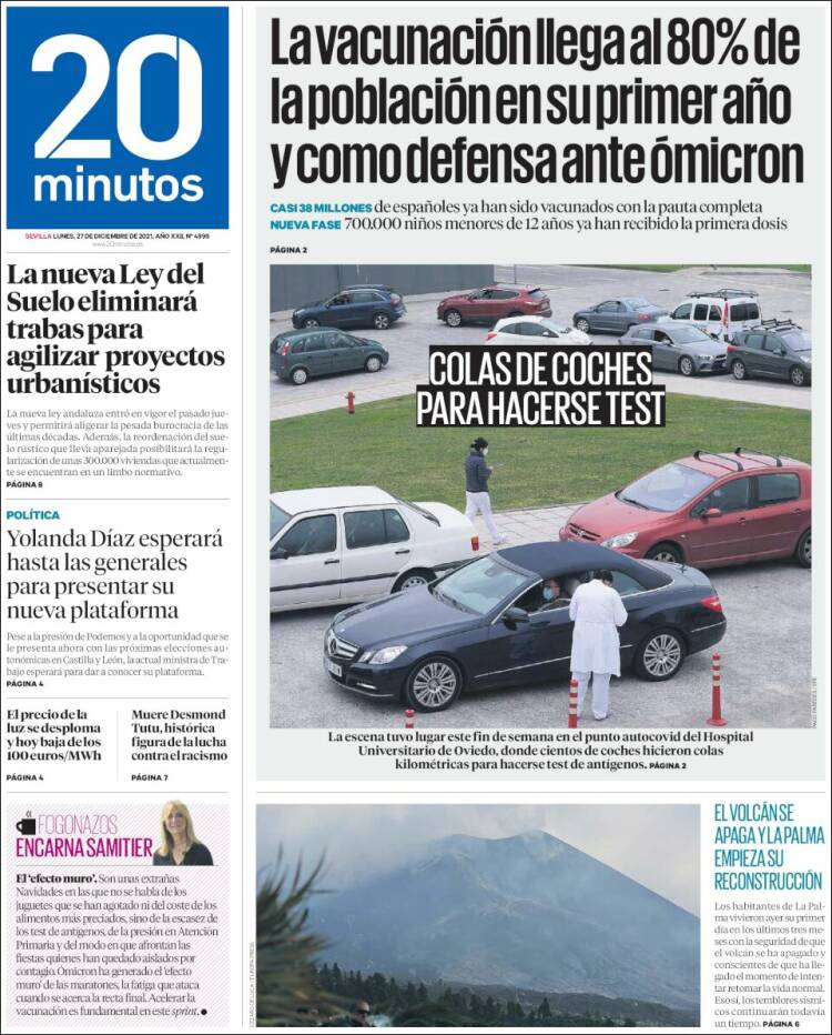 Portada de 20 Minutos - Sevilla (Espa&ntilde;a)