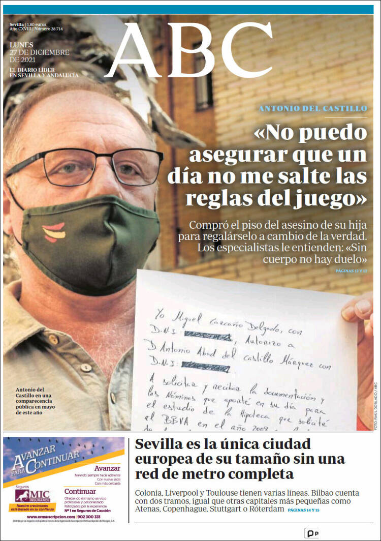 Portada de ABC - Sevilla (Espa&ntilde;a)