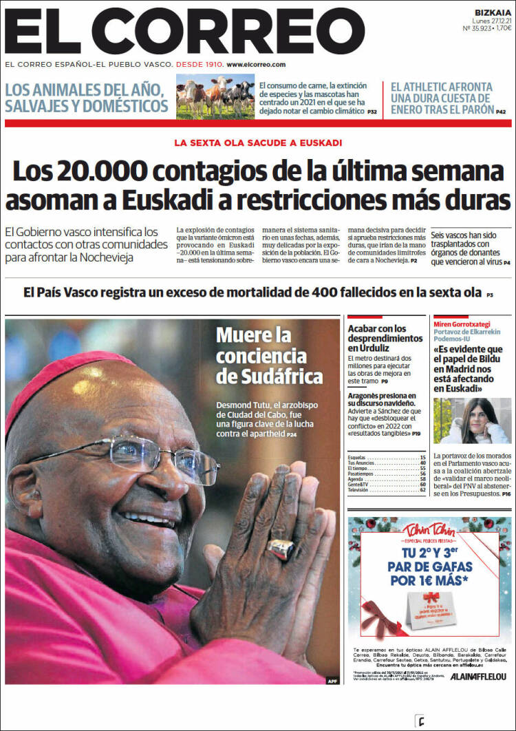 Portada de El Correo (Espa&ntilde;a)