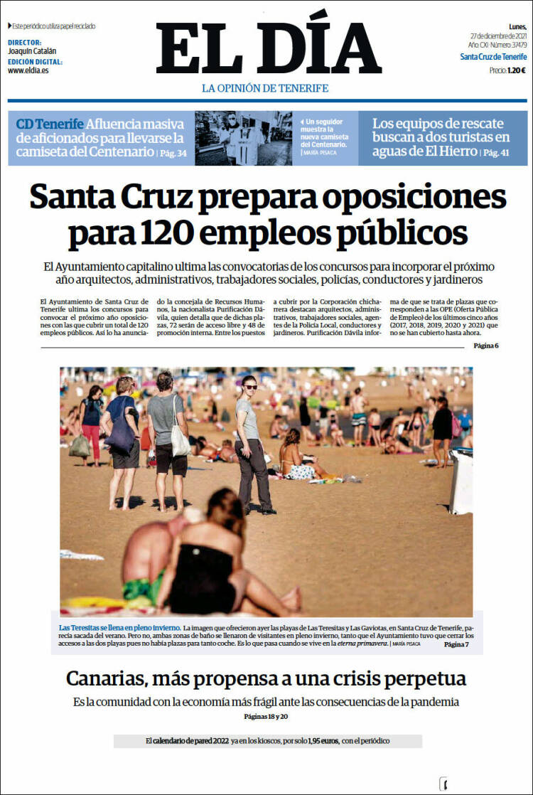 Portada de El Día (Espa&ntilde;a)