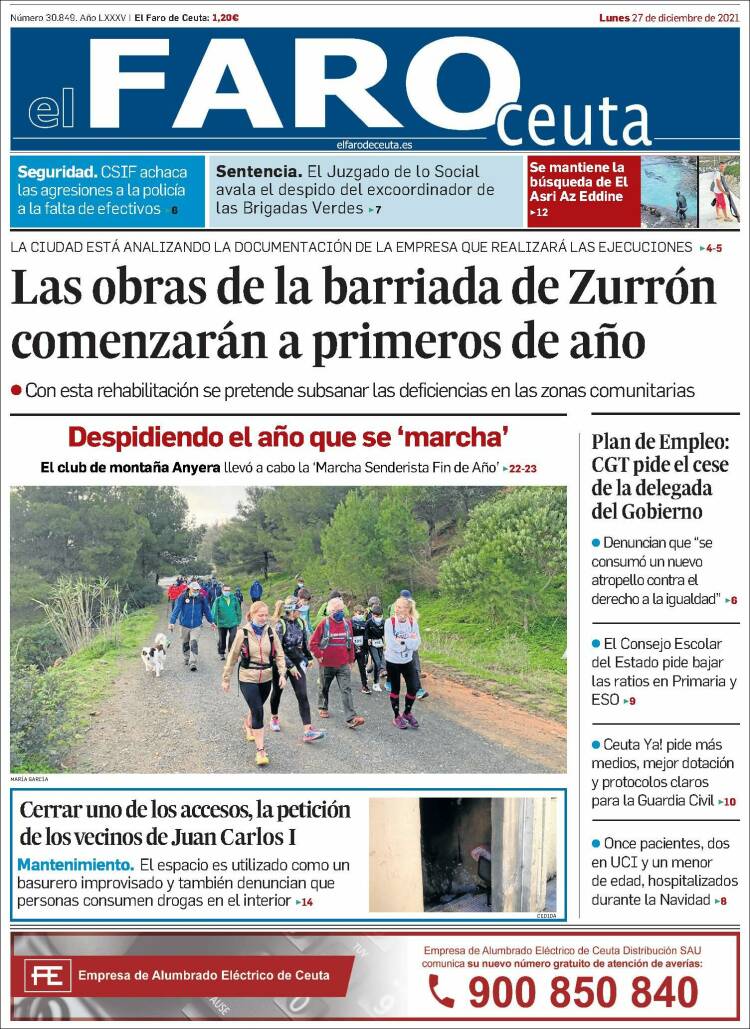 Portada de El Faro de Ceuta (Espa&ntilde;a)