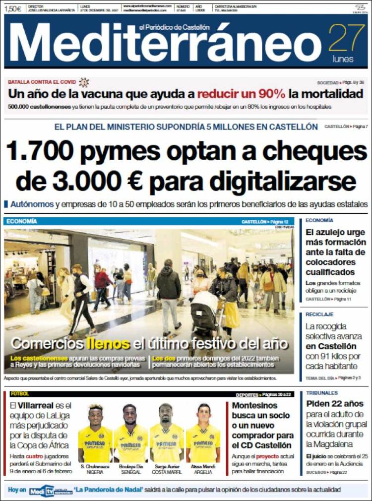 Portada de El Periódico Mediterraneo (Espa&ntilde;a)