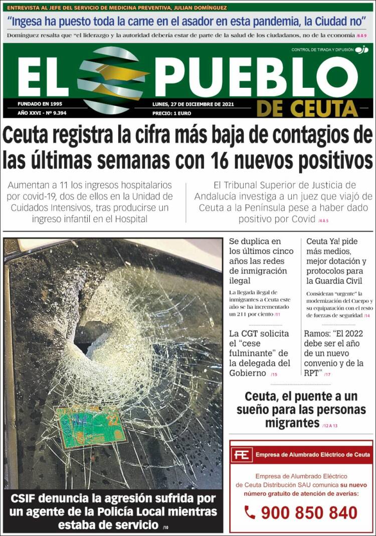 Portada de El Pueblo de Ceuta (Espa&ntilde;a)