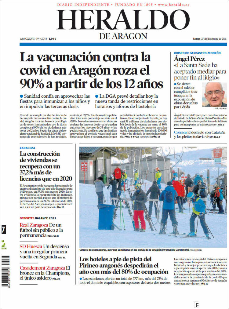 Portada de Heraldo de Aragón (Espa&ntilde;a)