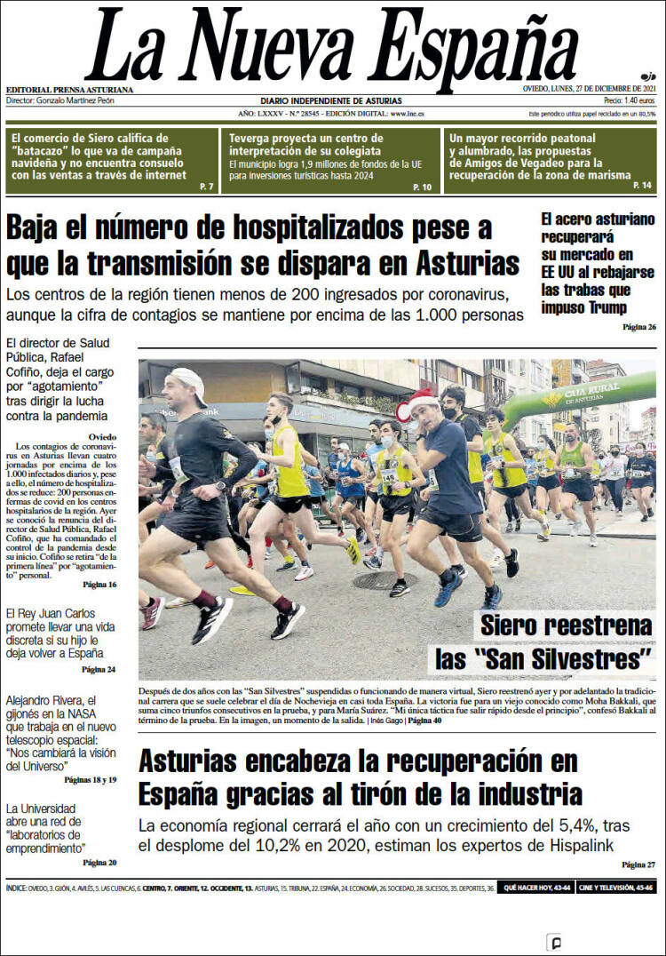 Portada de La Nueva España (Espa&ntilde;a)